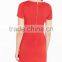 Red short sleeve slitted waist mini dress HSD3004