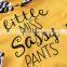 "LITTLE MISS SASSY PANTS" 2pcs/set Kids Baby Clothes Set BABY YELLOW FLORAL PRINT HOODIES & PANTS OUTFITS 100% COTTON