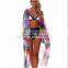 New Print Bohemian Long Chiffon Beach Dress Sarong Robe de Plage Kaftan Pus Size Sexy Women Summer Dress Pareos Saida de Praia