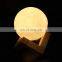 Christmas gift 3 color night light LED 3D printing moon lamp with usb charging creative holiday decor lamp