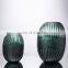 Nordic Cylindrical Corrugated Ripple Green Glass Flower Vase For Home Decor Decoration