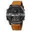 Skmei 1653 Digital Wristwatch 30m Water Resistant Leather Watches Men Analog Quartz Watches