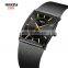 Luxury Men's Watches Simple Mesh Stainless Steel Wristwatches Square Quartz Golden Male Watch