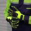 High Visibility Cut Resistant HPPE Liner Nitrile Sandy Coated Best TPR Anti Vibration Gloves