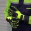 High Visibility Cut Resistant HPPE Liner Nitrile Sandy Coated Best TPR Anti Vibration Gloves