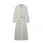 Nouvelle robe féminine de mode fran?aise en style européen et américain avec ceinture, robe midi rayée