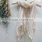 Fashion Latest Large Long Plain Cotton Linen Embroidery Lace Brim Tassel Scarf Shawl