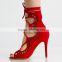 Beautiful Cut Out Lace Up Women High Heel Sandals Ladies Suede Wedge Shoes Sandal