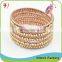 Rock Crystal Mix Gold On Real Leather Wholesale Wrap Bracelet