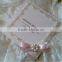 Hot sale & new arrival elegant white glitter wedding invitations with pearl border & pink ribbon bowknot                        
                                                Quality Choice