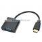 CHEERLINK 22.5cm HDMI Male to VGA Male Cable + Bisected Audio Cable Set - Black (22.5cm)