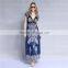 2016 African fashion designs deep v neck printed cap sleeve maxi dresses