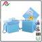 Blue folding corrugated paper box with handle for gift packing