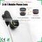 2016 innovative gadgets imported optical glass camera lens kit 198 fisheye 0.63x wide 10x macro lens mobile phone zoom lens