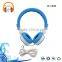 lightweight folding stereo over-ear headphones Portable stretchable leather headband headset with microphone and volume control