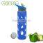 high quality but low price glass water bottle with customizable logo and food grade silicone sleeve