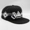 Factory made custom flat brim snapback cap with 3D embroidery logo