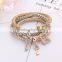 Hot sale key pendant Russia US UK Thiland Afica gold bangle rose gold silver jewelry 3 color bracelet set