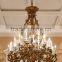 Elegant Floral Design Bronze Pendant Lamp With Crystal Drop, Antique Brass Chandelier Crystal Lamp