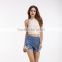 China Suppliers Embroidered Logo Sexy Denim Jeans Women Shorts On Sale