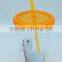 Transparent Plastic Mug with lid and straw