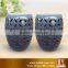 Porcelain round garden stool Cobalt blue painted ceramic stool