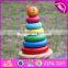 2017 new design colorful bear educational wooden baby stacking rings W13D137