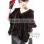 CX-B-M-15A Custom In Stock Large Real Mink Fur Knitted Shawl Poncho Scarf