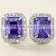 Amethyst Women Purple Zircon Platinum Plated Stud Earring