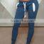 Navy Blue Cotton Polyester Spandex Womens Sweatpants Blank Design Tapered Jogger Pants Slim Fit Plain Ladies Joggers Gym Legging