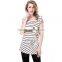 Women's Stripe Pleated Button T-shirt