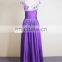 Real Sample Scoop Neckline Cap Sleeve Handwork Beaded Purple Sexy Prom Dress For Girls