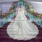 LS00391 beaded wedding gown with 3/4 length sleeves white long gown cathedral train wedding dress