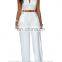 2016 BAIYIMO OEM service Women's Sexy Plunge V Neck Belted Wide Leg Jumpsuits