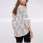 OEM Custom 100% Polyester 3/4 Sleeve Fashion Pattern Top Loose Shirt for Women