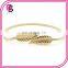 China factory customize wholesale women ladies trendy leaf shape stretchl elastic metal belts for dress