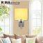 villa bedroom guest room decorative fabric shade antique stainless Hotel wall lamp