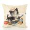 Cute Cat printed DecorativeLinen Cushion Pillow Cover Soft Sofa Waist Pillow Cover Case