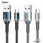 Remax Black Silver Cell Phone Charging Nylon Braided Charging USB Cables Tyoe C / lighting