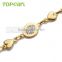 Topearl Jewelry Women Bracelet Stainless Steel Heart Bracelet Curb Chain Gold Bracelet 8 Inch MEB64