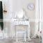White Dressing Table and Chair Makeup Desk with Stool 5 Drawers and Oval Mirror Bedroom