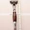 private label triple blade metal wood razor handle shaving safety razor