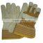 yellow split leather working gloves