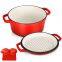 popular camping pre-seasoned cast iron dutch oven double use kitchen enamel cookware casserole pot