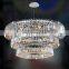 Wedding hall large crystal LED chandelier round pendant light for banquet