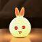 Touch Sensor Colorful Rabbit LED Night Light Remote Control USB Rechargeable Cartoon Silicone Bunny Lamp for Children Kids Baby