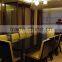 Shangdian furniture factory 4 seater solid wood base glass top dining table design
