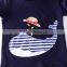 high quality summer baby boy Navy blue whale picture applique tshirt