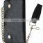 Mens Genuine Leather Large Trucker Chain Wallet With Button Closure