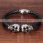 2016 Latest Selling Product Men Leather Macrame Skull Bracelet
